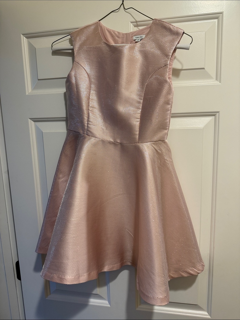 Calvin Klein Shimmery Blush Pink Fit-and-Flare Girls' Dress Size 10